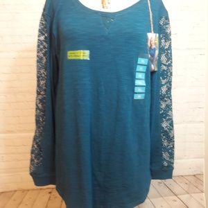 Earth Yoga Teal Shirt Long Sleeve Organic Cotton